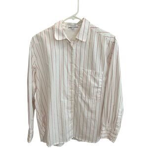 AYR The Deep End White Red Striped Cotton Button Down Size M